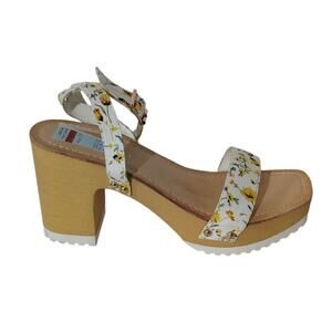 Madden Girl Floral Block Sandal White Women's Size 8